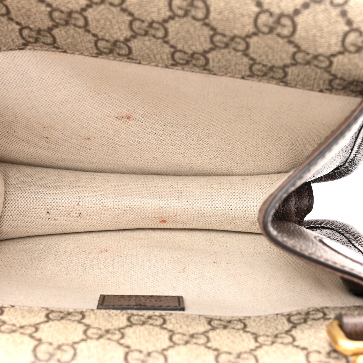 Gucci GG Supreme Monogram Web Small Neo Vintage Double Flap Messenger Bag Beige New Acero 6 of 11