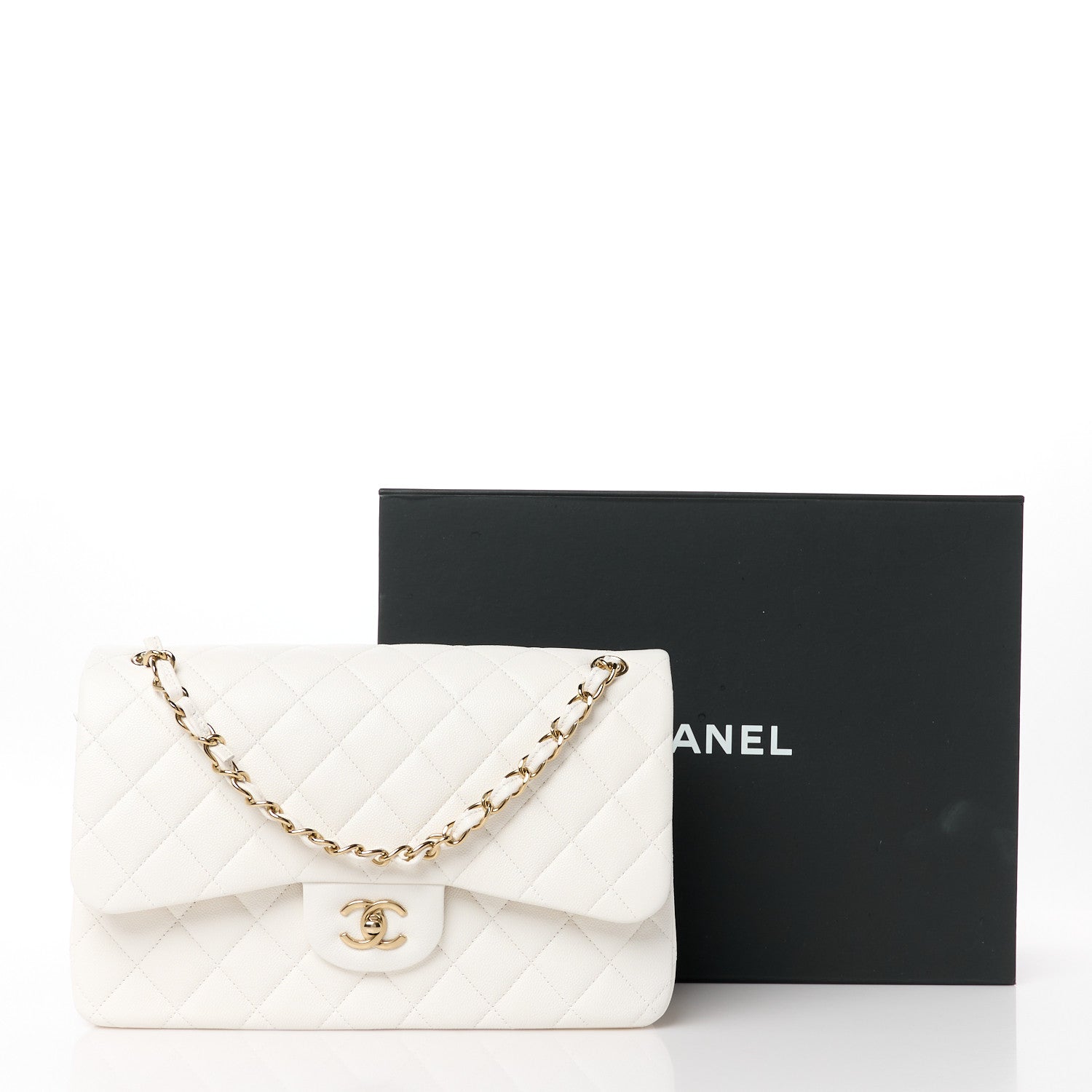Chanel Caviar Quilted Jumbo Double Flap White 12 of 12