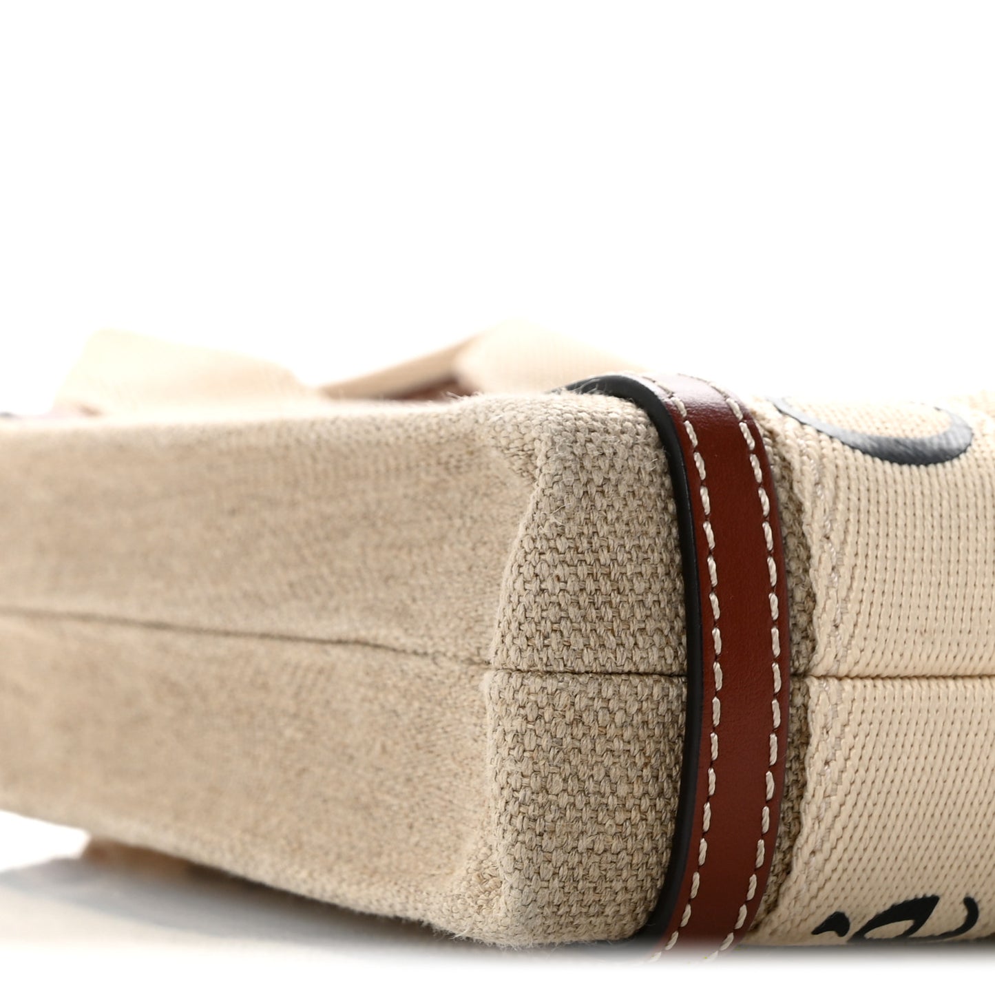 Cotton Calfskin Mini Woody North South Ribbon Tote White Brown