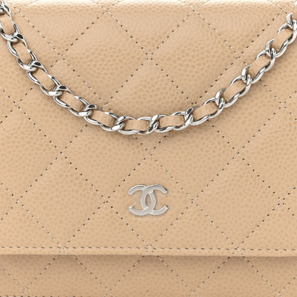 Chanel Caviar Quilted Wallet on Chain WOC Beige 9 of 13