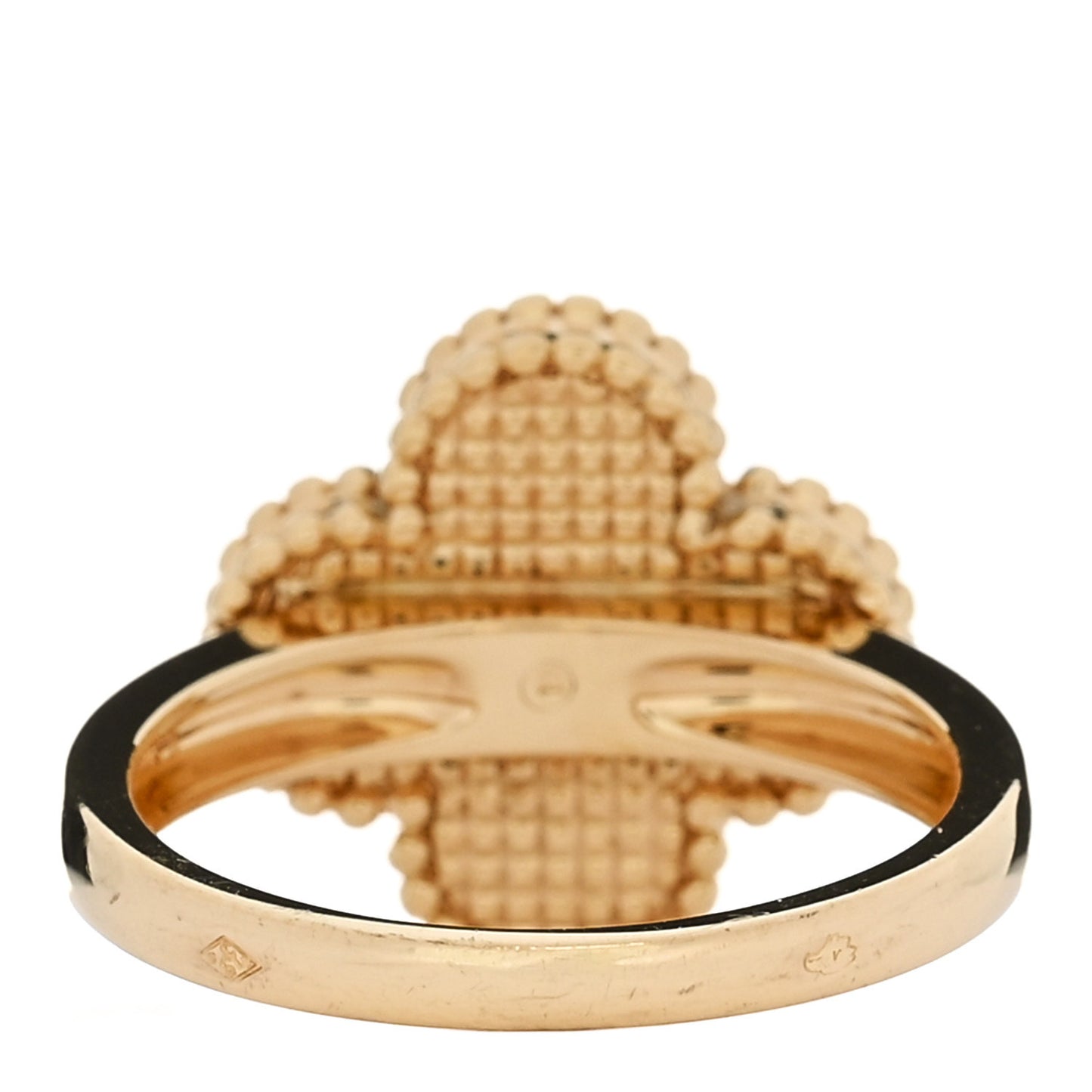 18K Yellow Gold Diamond Carnelian Vintage Alhambra Ring 52 6