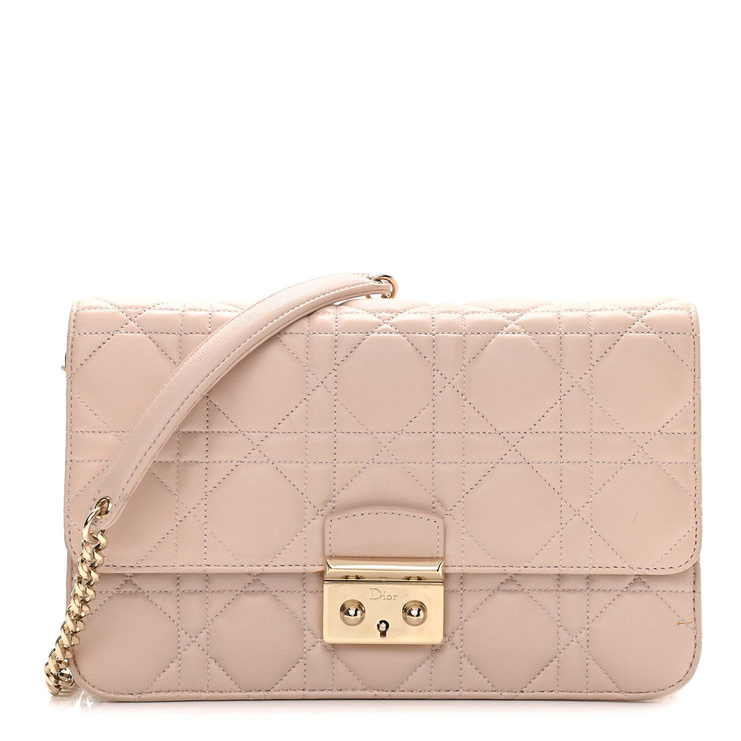 Lambskin Cannage Miss Dior Promenade Pouch Beige