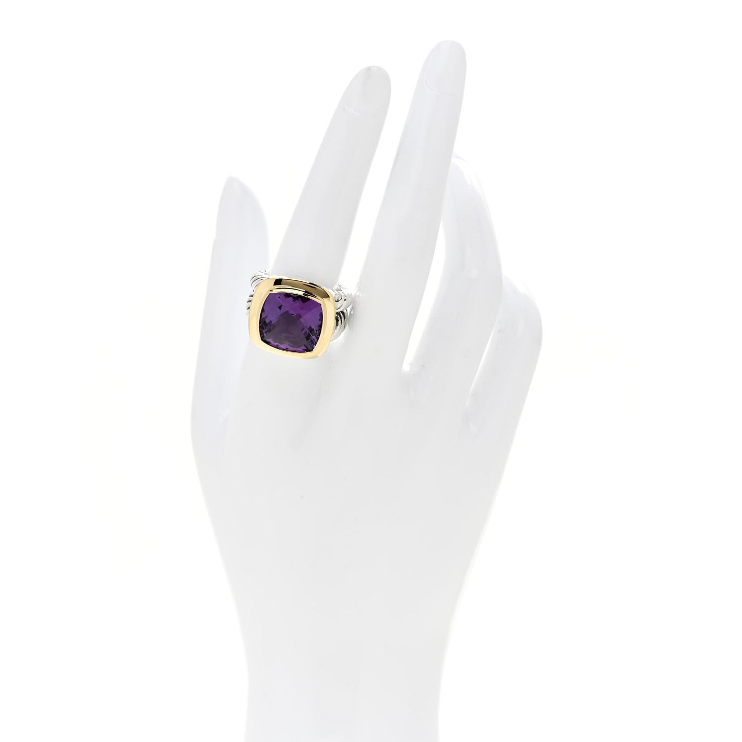 Sterling Silver 18K Yellow Gold Amethyst 14mm Albion Ring 57 8