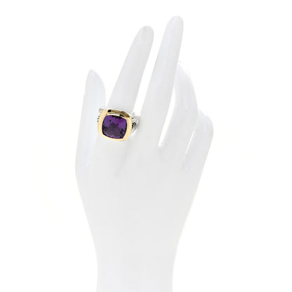 David Yurman Sterling Silver 18K Yellow Gold Amethyst 14mm Albion Ring 57 8 2 of 7
