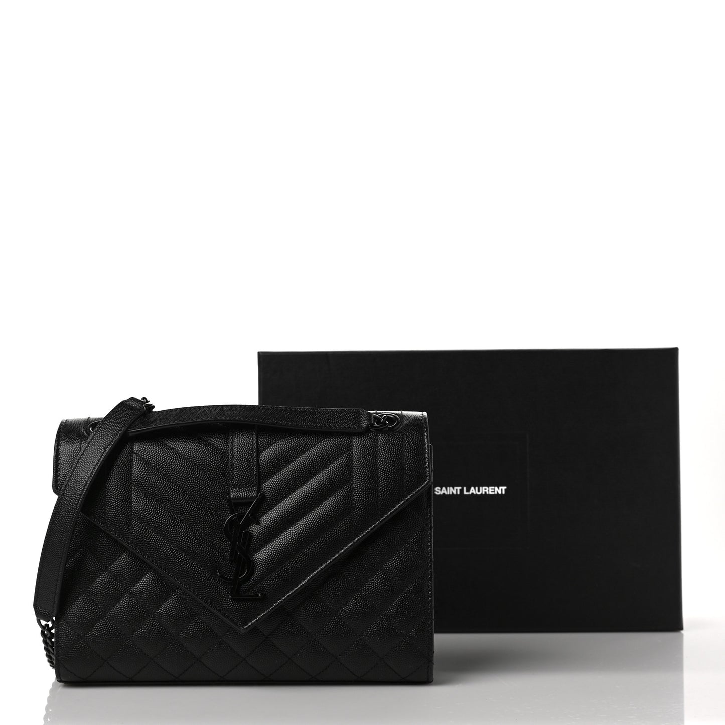 Grain De Poudre Textured Mixed Matelasse Triquilt Medium Monogram Satchel Black