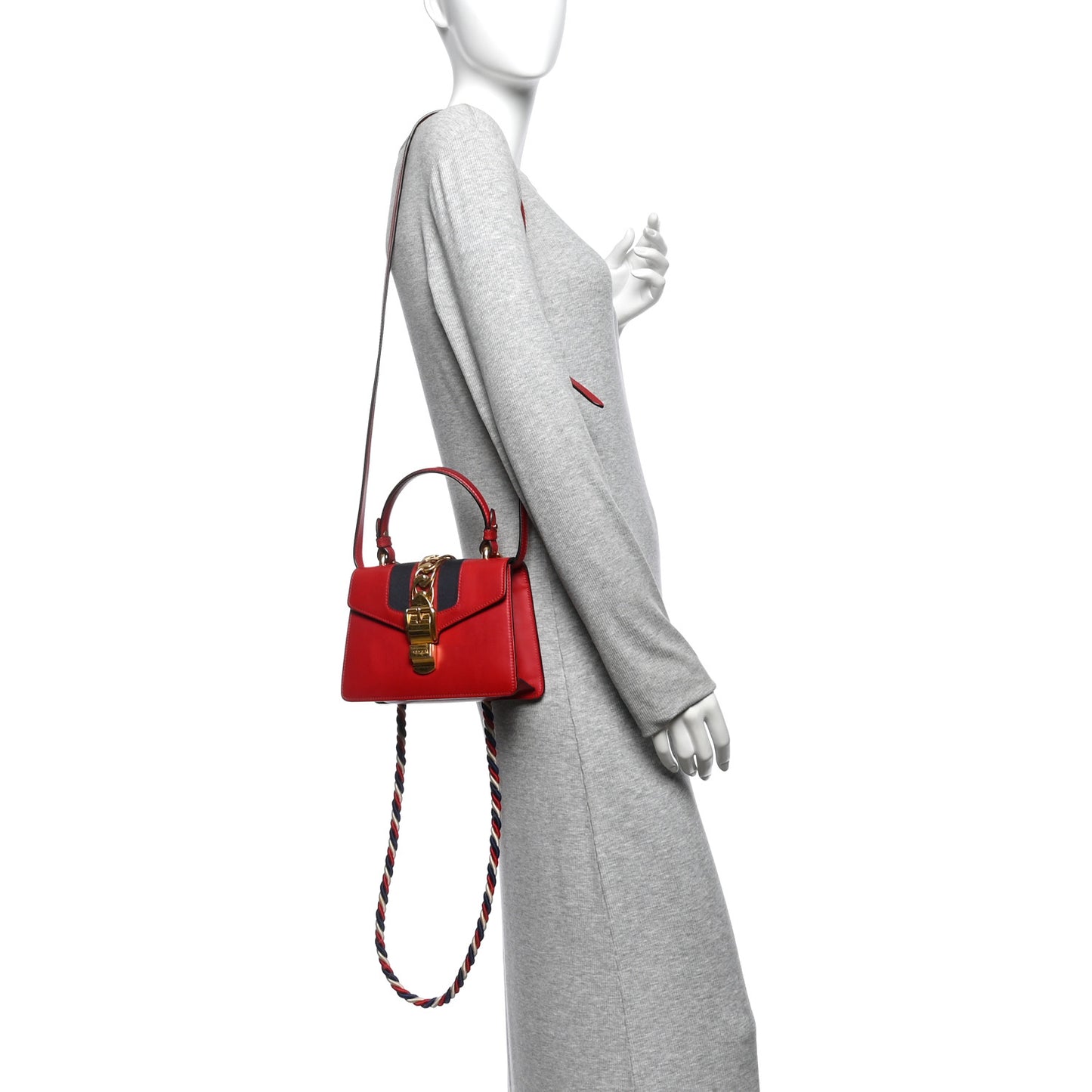 Calfskin Mini Sylvie Top Handle Bag Hibiscus Red
