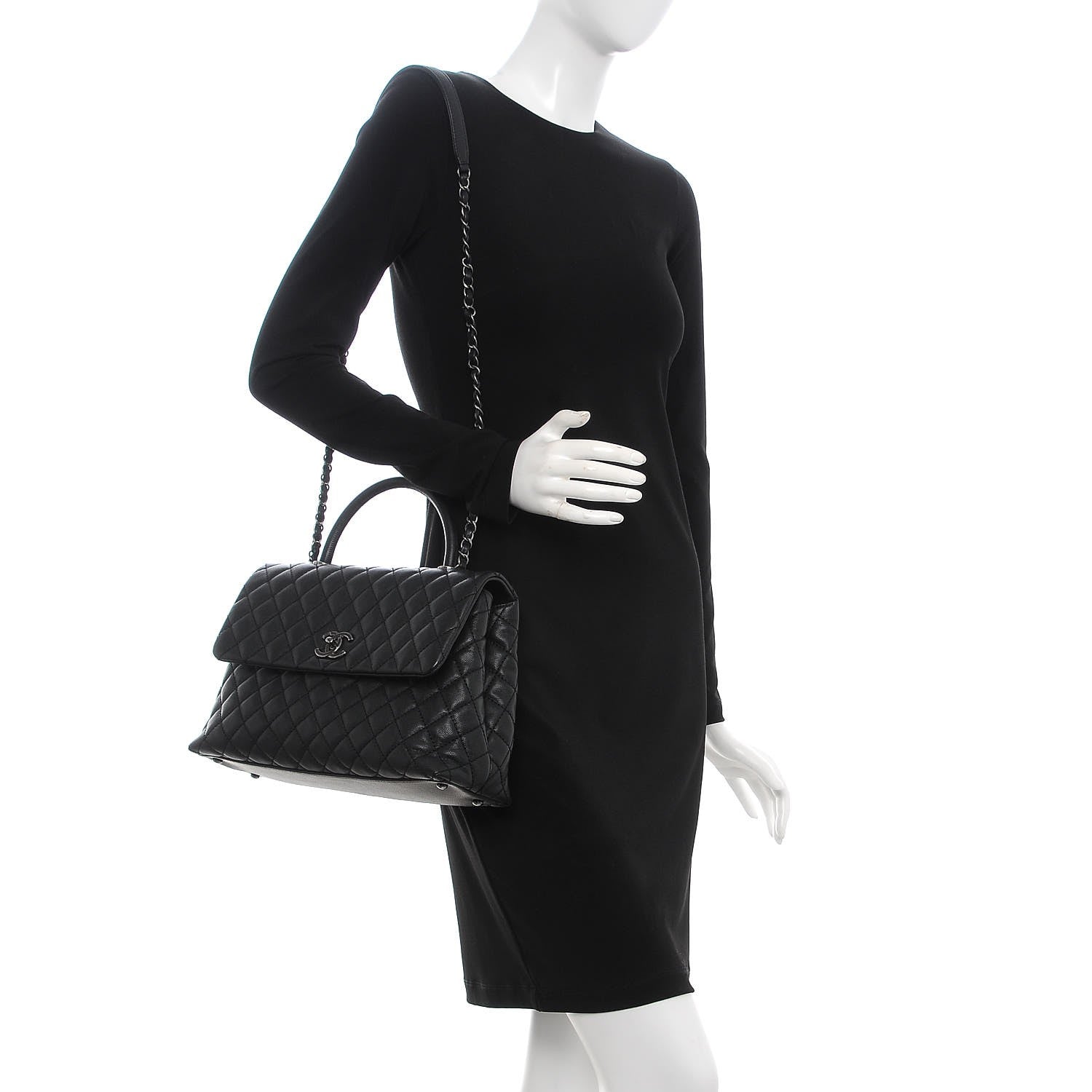 Chanel Caviar Quilted Medium Coco Handle Flap Black 2 of 7