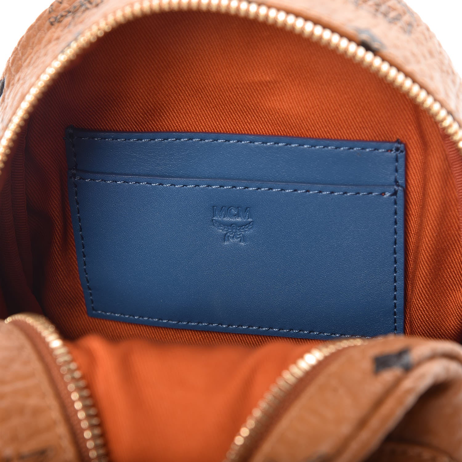 MCM Visetos X-Mini Stark Backpack Cognac Blue 8 of 9