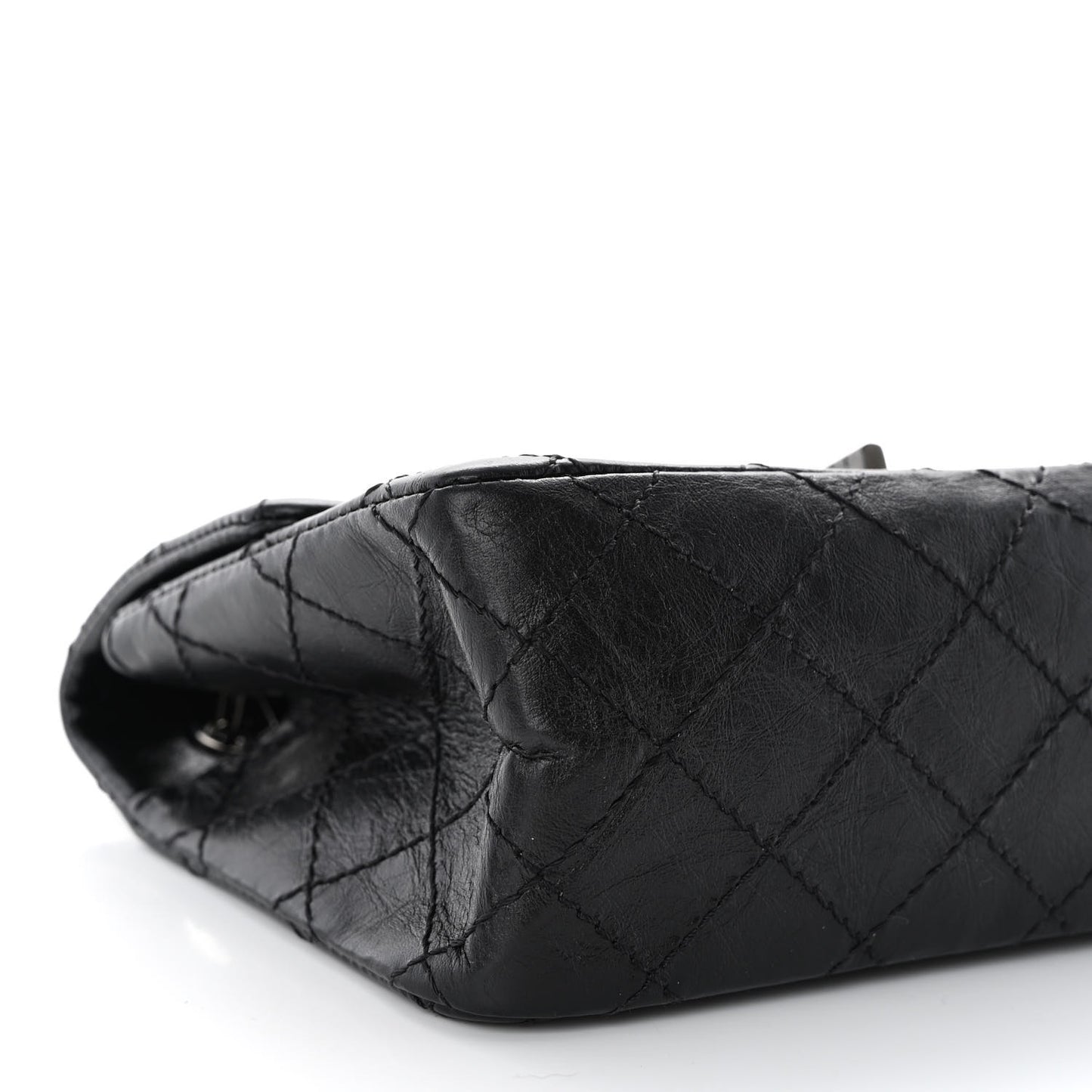Aged Calfskin Quilted 2.55 Reissue Mini Flap So Black