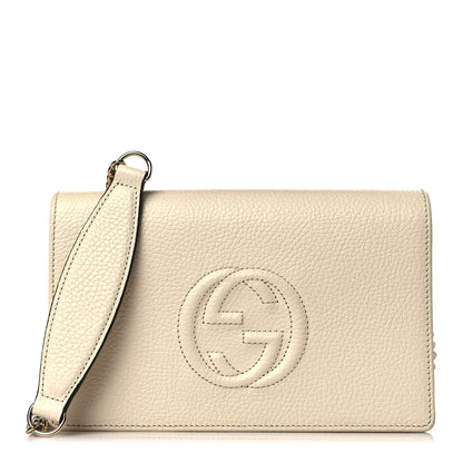 Gucci Pebbled Calfskin Soho Wallet on Chain Ivoire 1 of 9