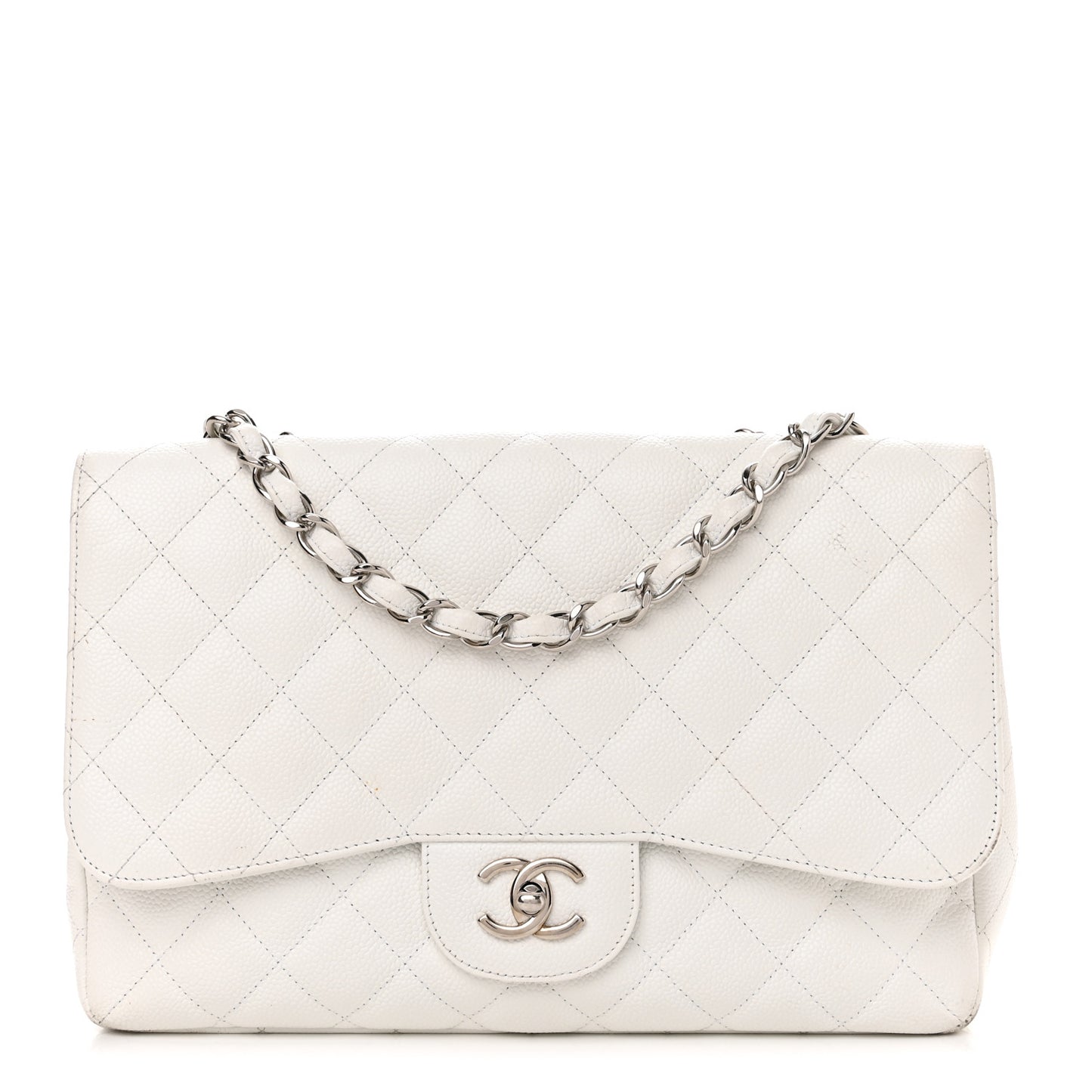 Caviar Quilted Jumbo Single Flap White