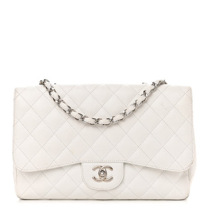 Chanel Caviar Quilted Jumbo Single Flap White 1 of 19