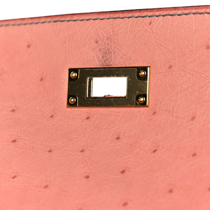 Hermes Ostrich Horseshoe Kelly Sellier 28 Terre Cuite Gris Agate 25 of 39