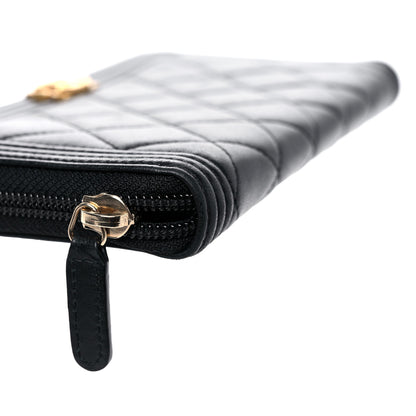 Chanel Lambskin Quilted Boy Zip Around Wallet Black 9 of 16