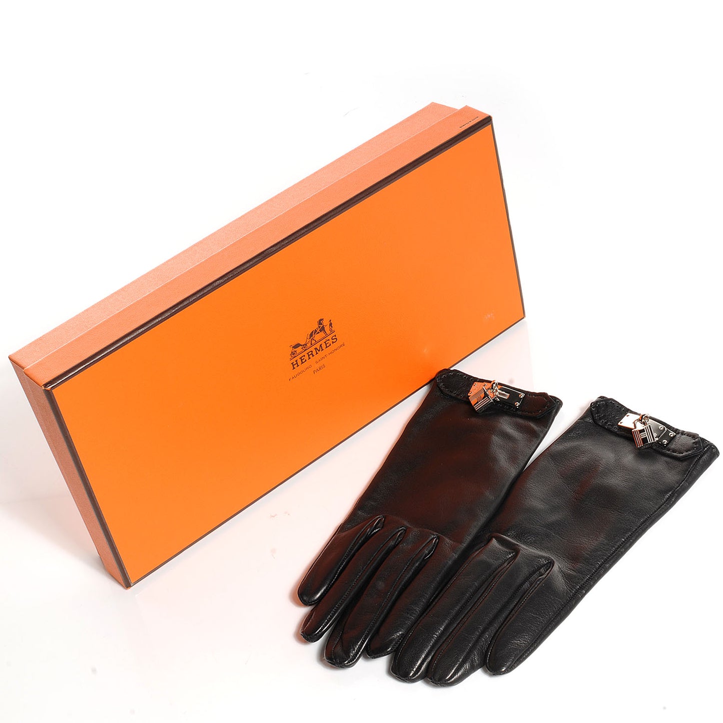 Lambskin Soya Kelly Lock Gloves Black 6