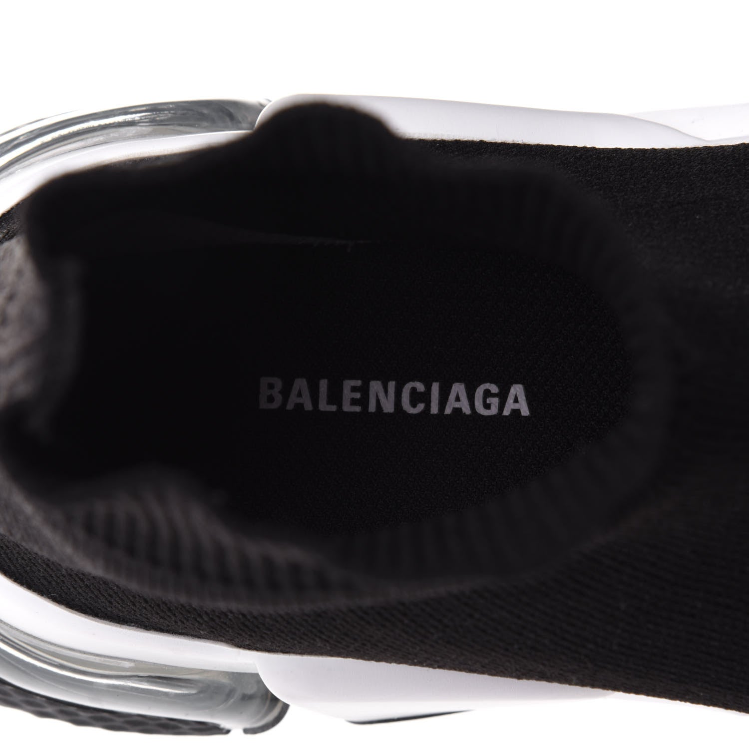 Balenciaga Neoprene Knit Womens Speed Clear Sole Sneakers 36 Black White 9 of 10