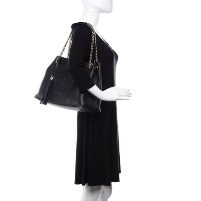 Gucci Pebbled Calfskin Medium Soho Chain Shoulder Bag Black 2 of 10