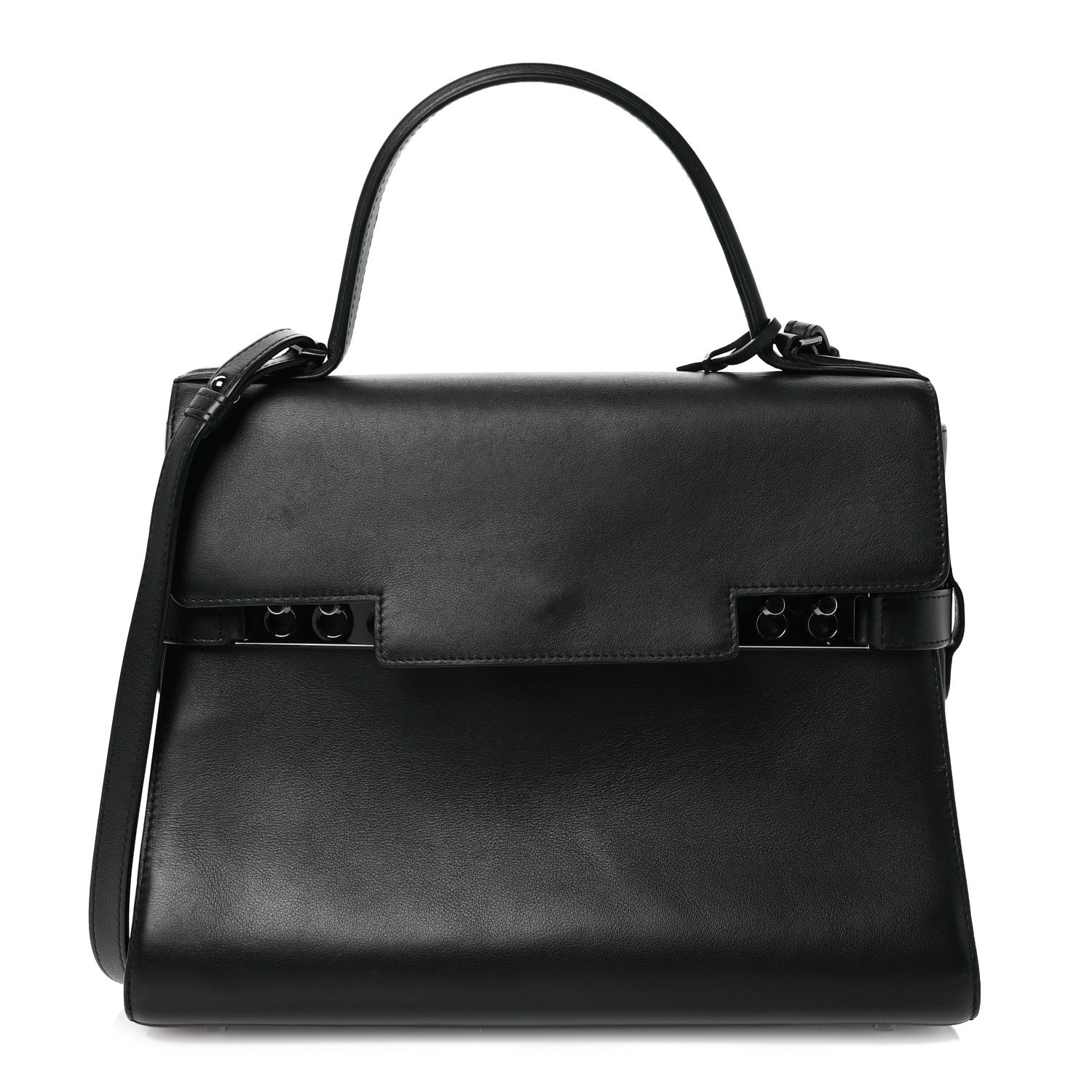 Delvaux Calfskin MM Tempete Satchel Black 1 of 14