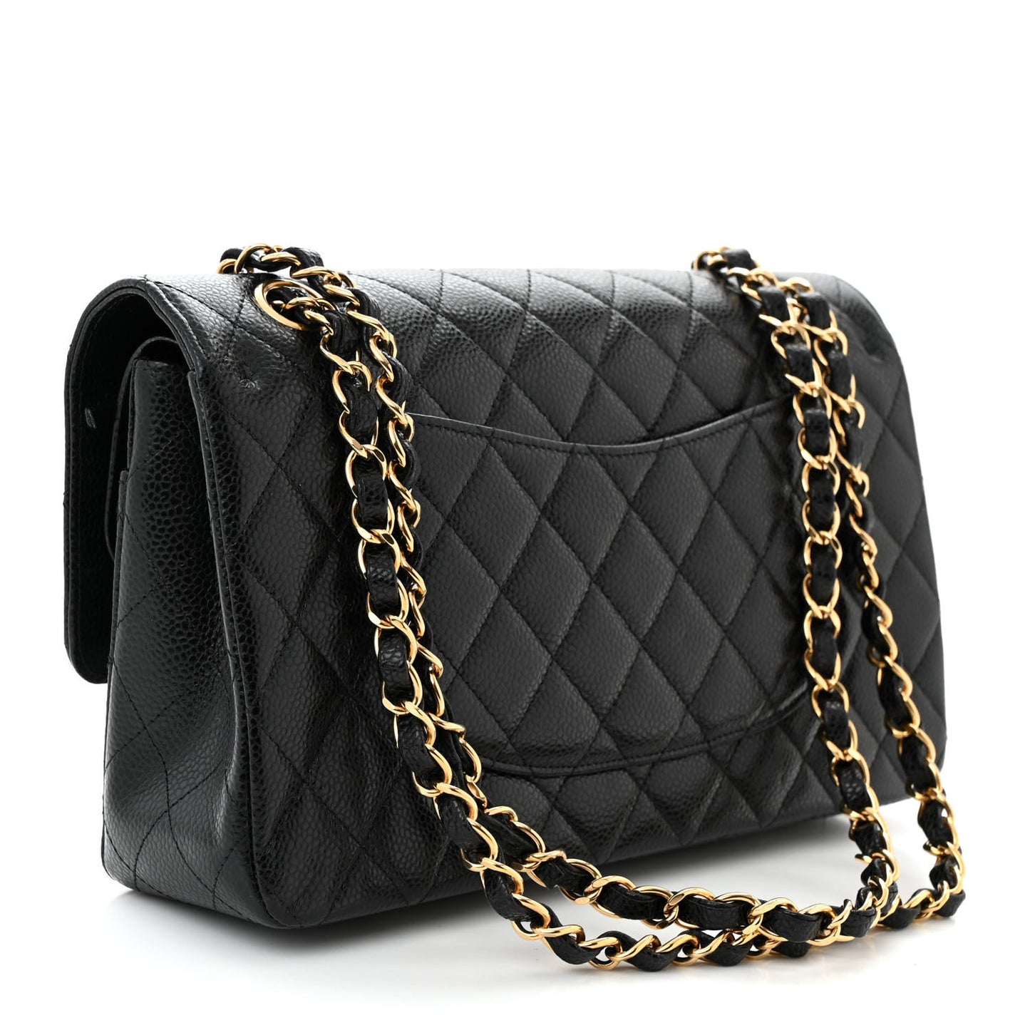 Caviar Quilted Medium Double Flap Black