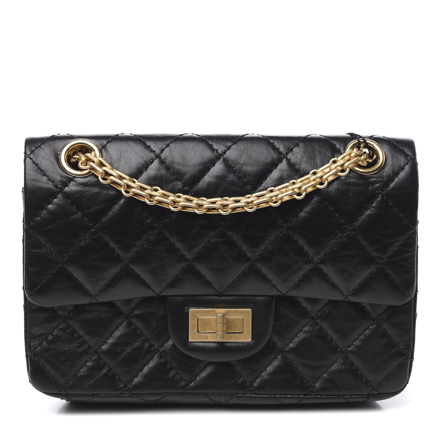 Aged Calfskin Quilted 2.55 Reissue Mini Flap Black