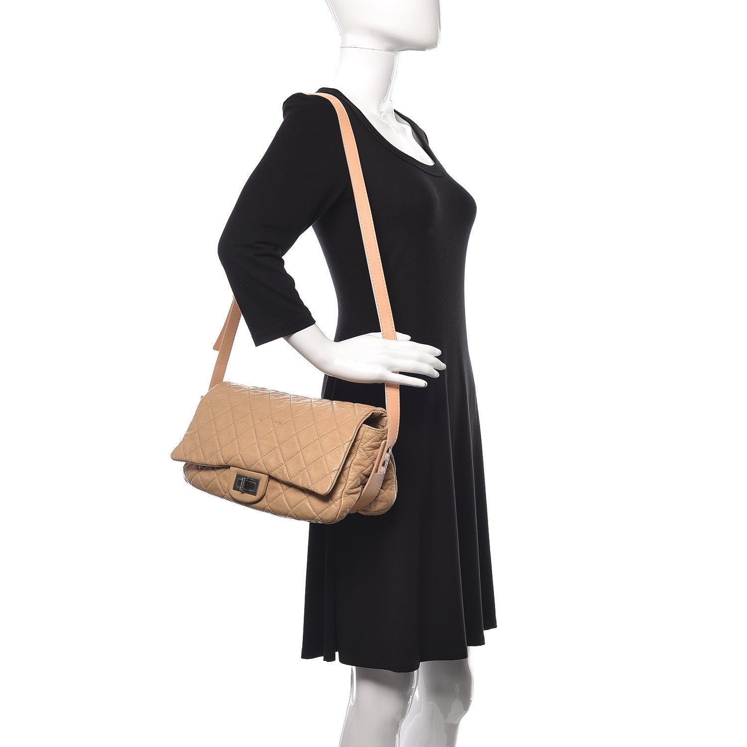 Chanel Caviar Quilted Jumbo Reissue Messenger Flap Beige 2 of 19