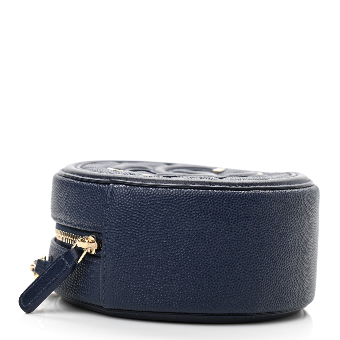 Caviar Quilted Round Filigree Crossbody Navy