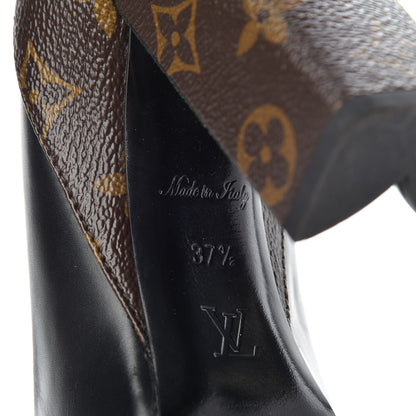 Louis Vuitton Calfskin Monogram Matchmake Pumps 37.5 Black 9 of 10
