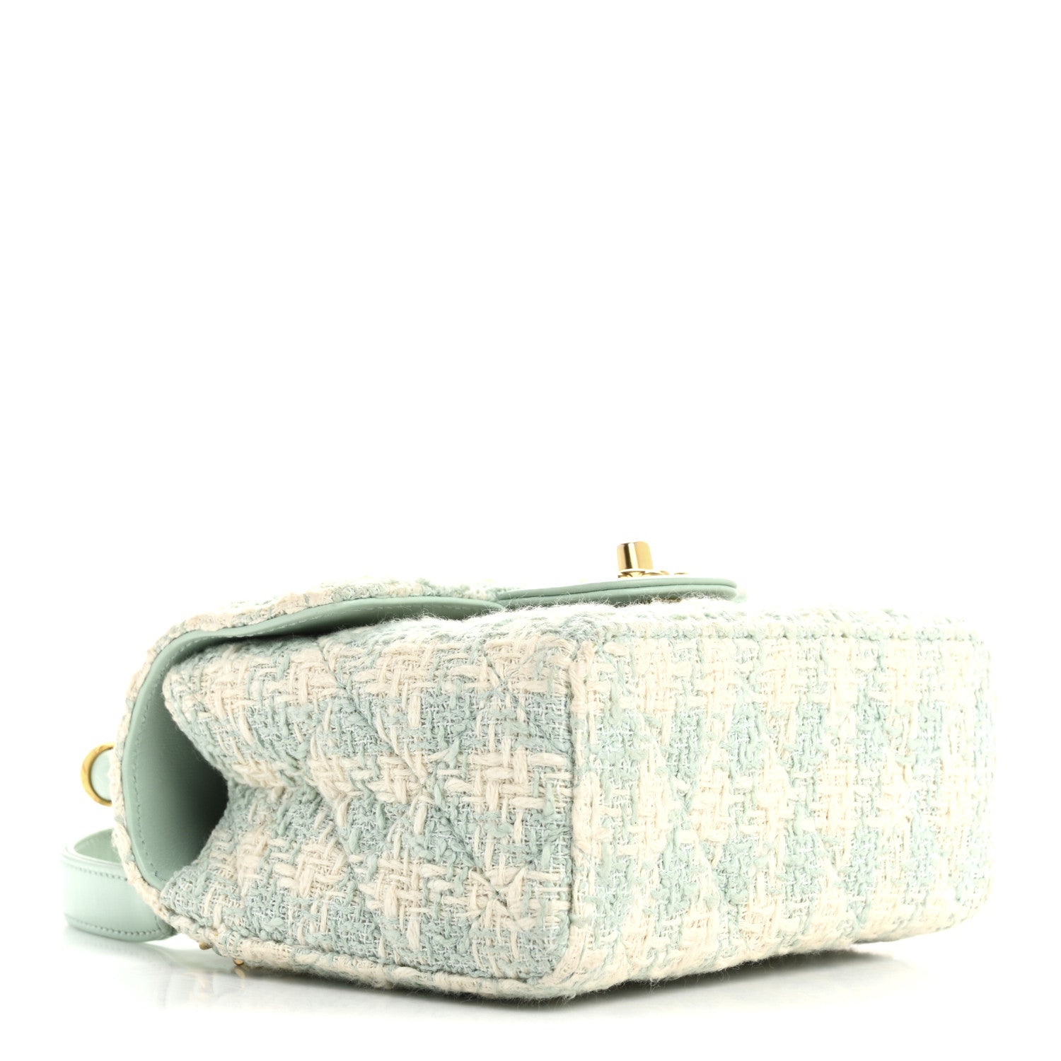 Chanel Tweed Handle Crush Top Handle Flap Bag Light Blue Ecru 4 of 11