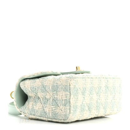 Chanel Tweed Handle Crush Top Handle Flap Bag Light Blue Ecru 4 of 11