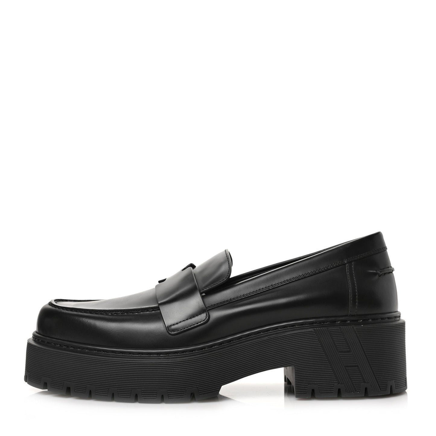 Glazed Calfskin Womens Hitch Loafers 41 Black