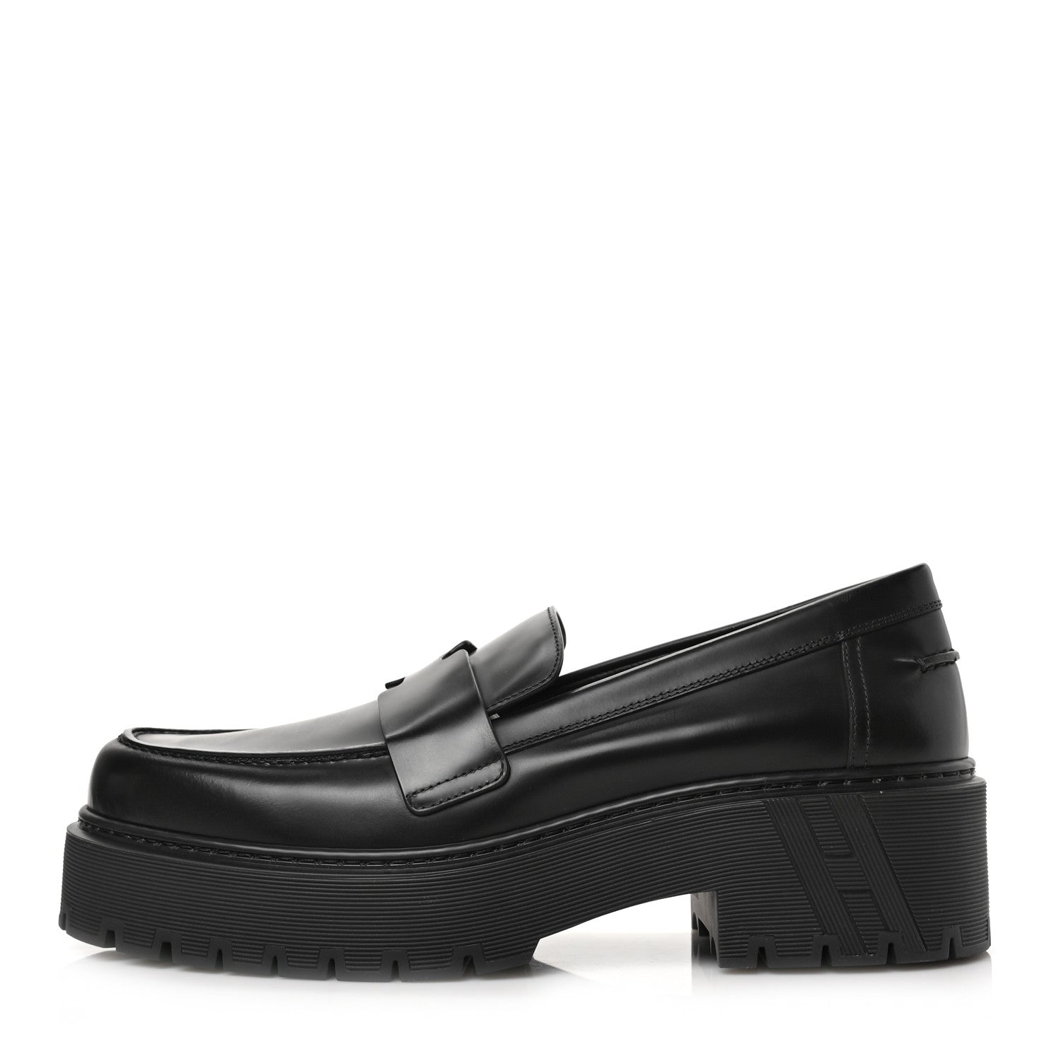 Hermes Glazed Calfskin Womens Hitch Loafers 41 Black 1 of 8