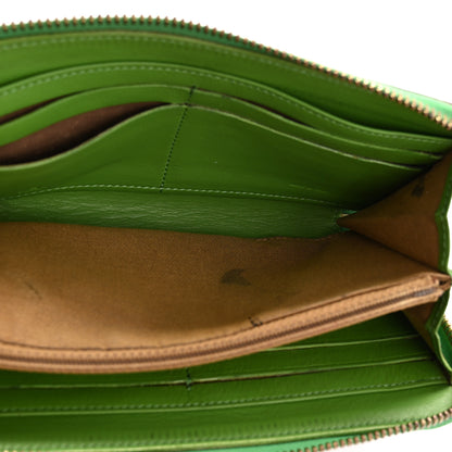 Fendi Zucca Spalmati Vitello Elite Clover Print Zip Around Wallet Tobacco Green 5 of 12