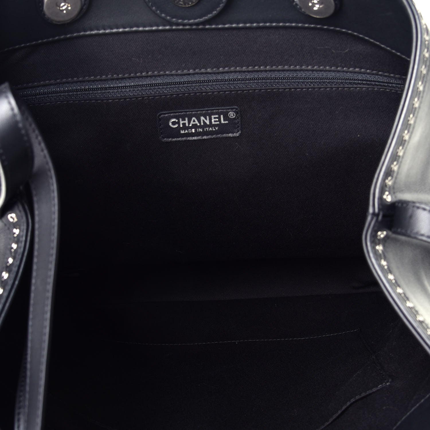 Chanel Calfskin Large Coco Eyelets Shopping Tote Black 6 of 10