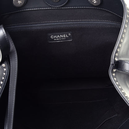 Chanel Calfskin Large Coco Eyelets Shopping Tote Black 6 of 10