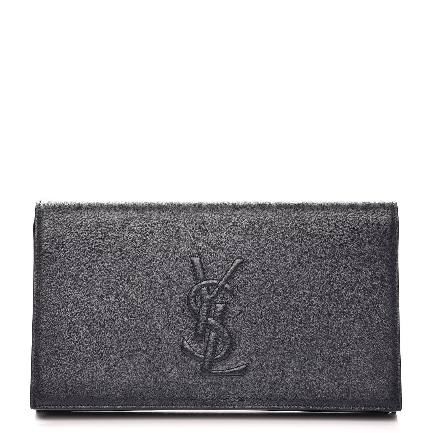 Saint Laurent Calfskin Monogram Large Belle De Jour Clutch Navy 1 of 11