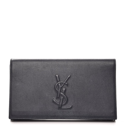 Saint Laurent Calfskin Monogram Large Belle De Jour Clutch Navy 1 of 11