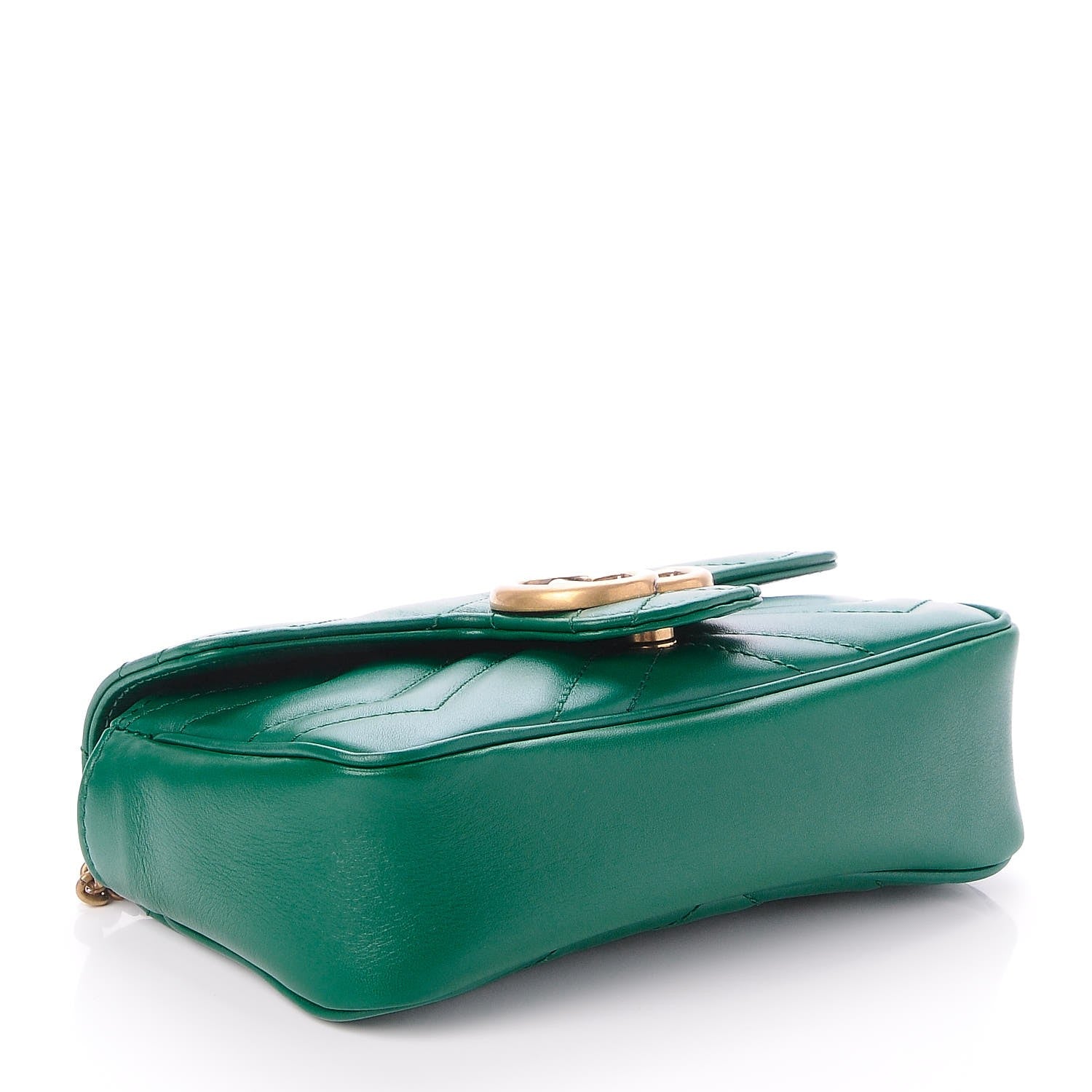 Gucci Calfskin Matelasse Super Mini GG Marmont Shoulder Bag Emerald Green 4 of 8