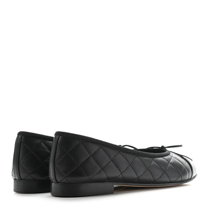 Chanel Quilted CC Cap Toe Ballerina Flats 37.5 Black 4 of 9
