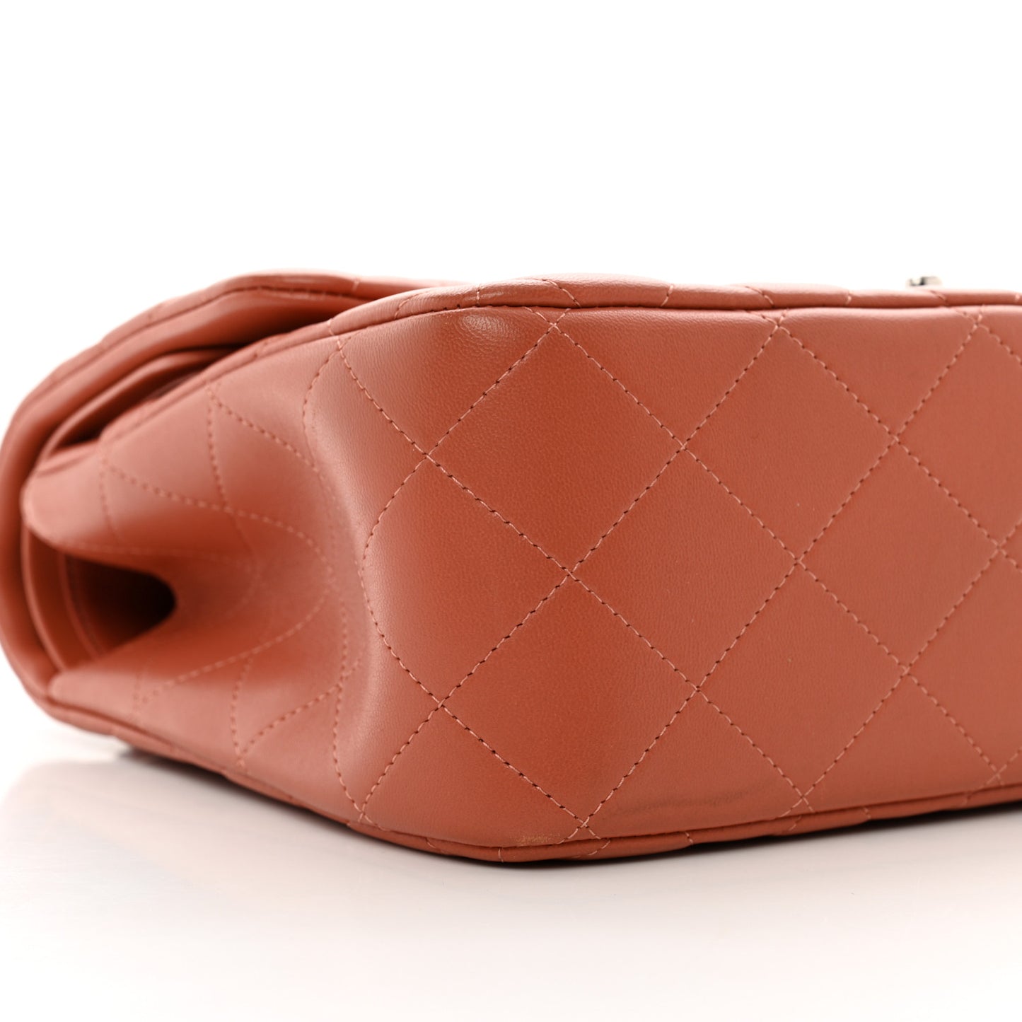 Lambskin Quilted Jumbo Double Flap Orange
