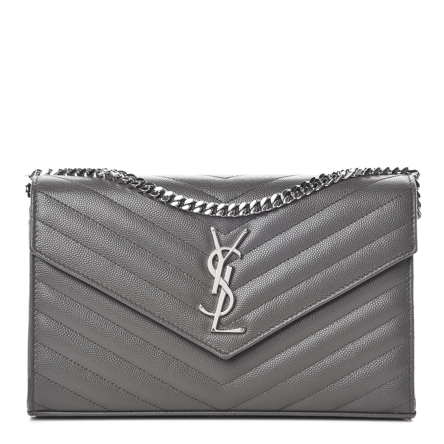 Grain De Poudre Matelasse Chevron Monogram Chain Wallet Earth