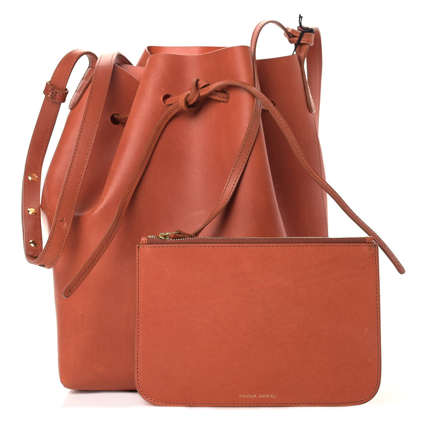 Mansur Gavriel Calfskin Mini Bucket Bag Saddle 1 of 10