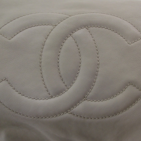 Leather Large Modern Chain Tote White