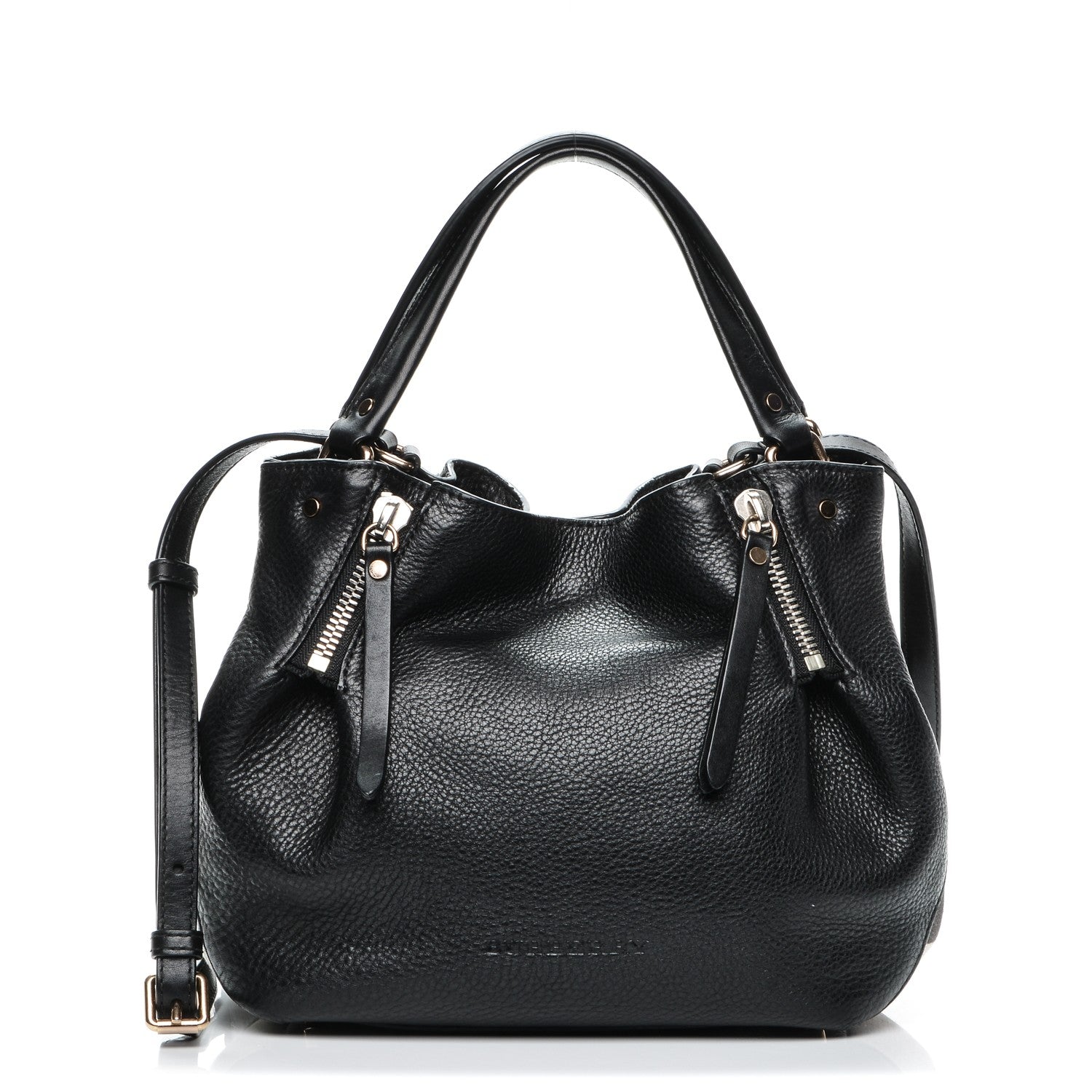 Burberry Grainy Calfskin House Check Small Maidstone Black 1 of 7