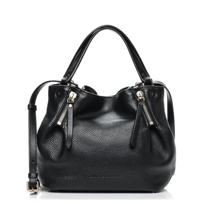 Burberry Grainy Calfskin House Check Small Maidstone Black 1 of 7