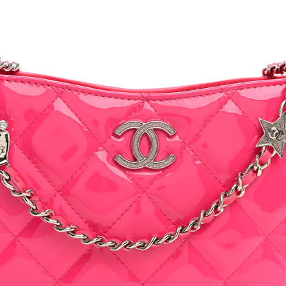 Chanel Patent Calfskin Quilted Enamel CC Charms Hobo Pink 8 of 10