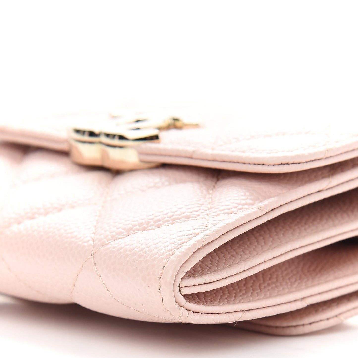 Caviar Quilted Card Holder On Chain Light Pink