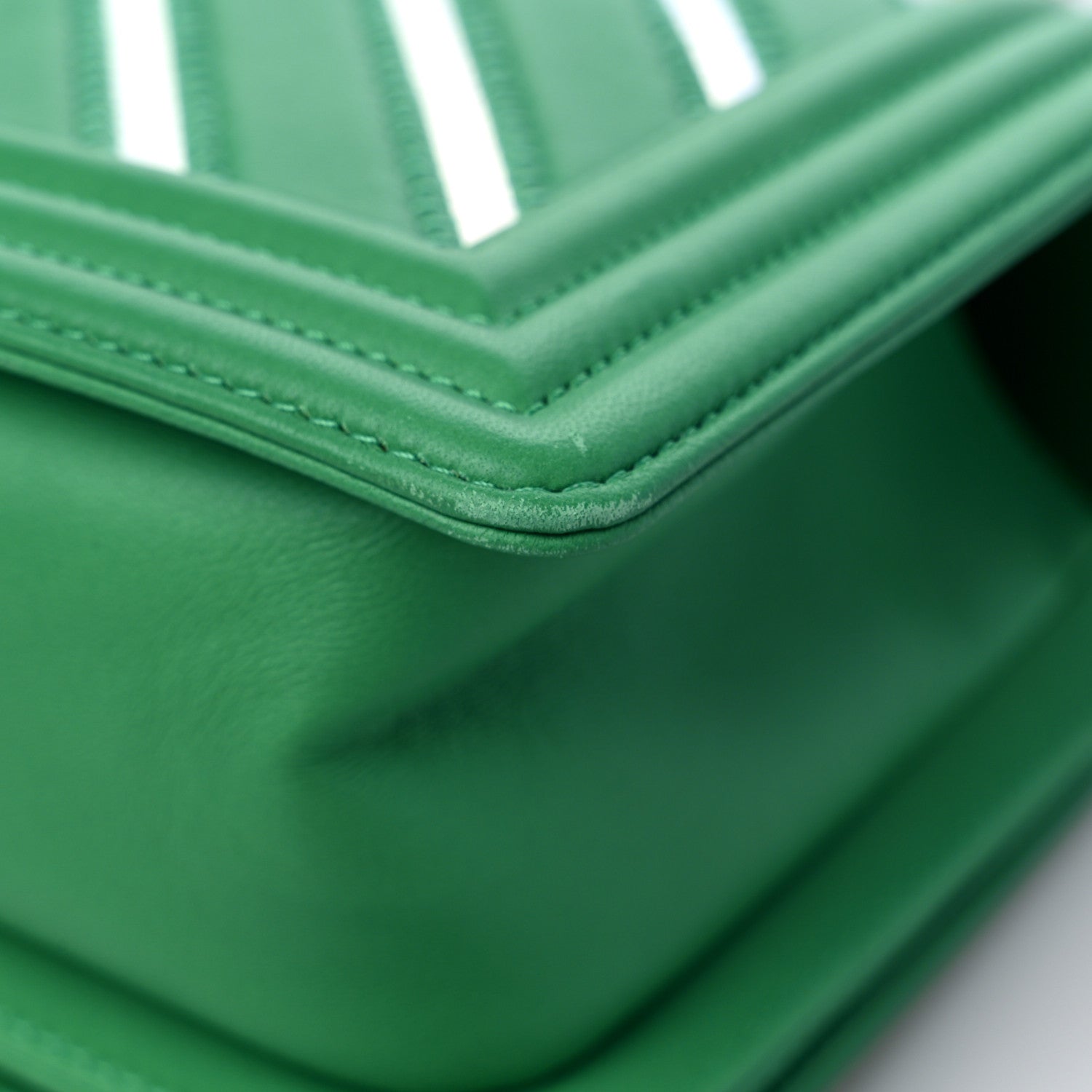 Chanel Lambskin Iridescent PVC Chevron Quilted Medium Boy Flap Green Silver 11 of 11