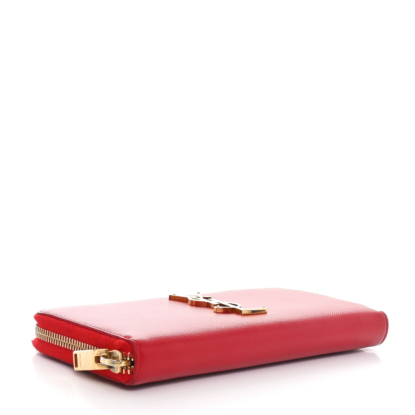 Grain De Poudre Matelasse Chevron Monogram Zip Around Wallet Red