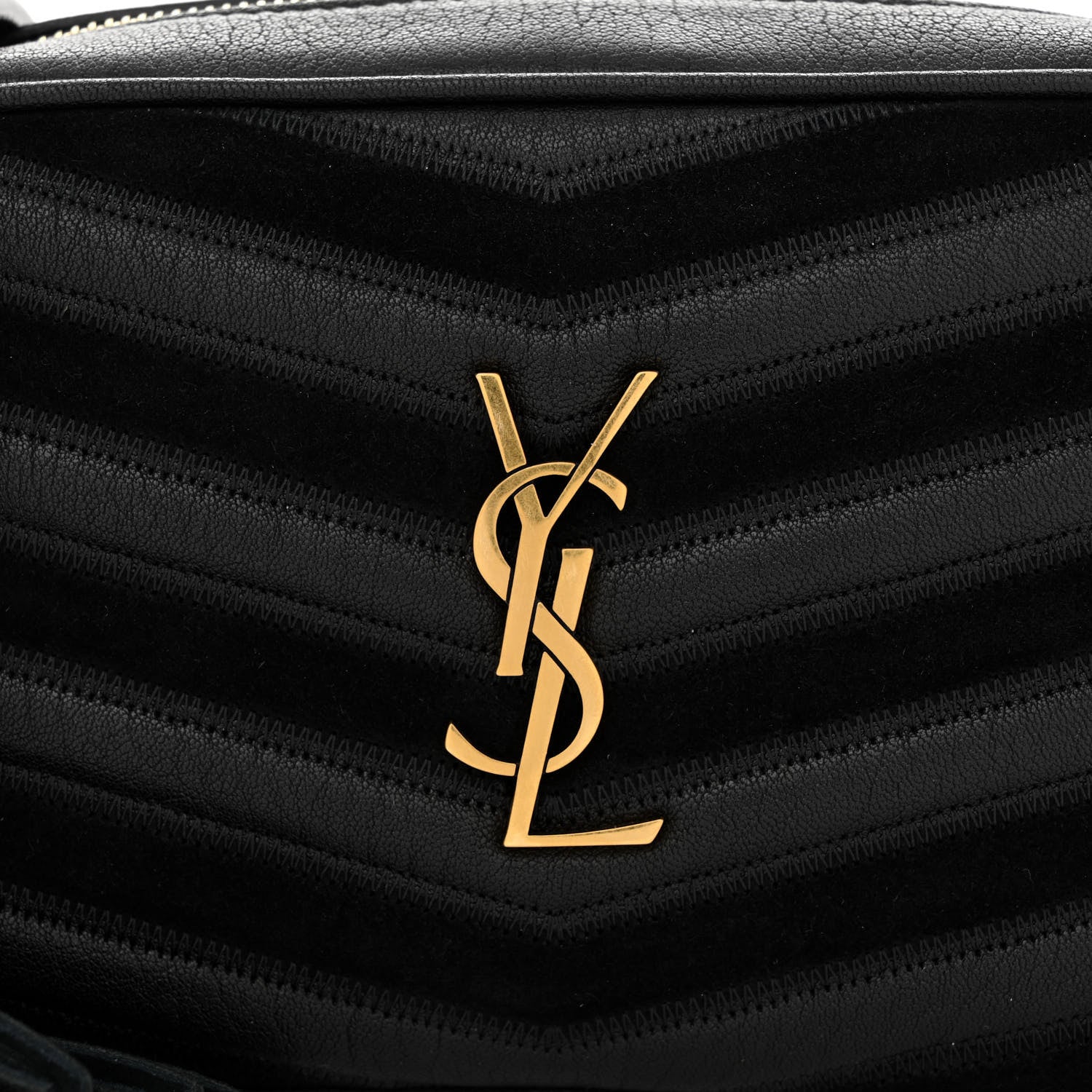 Saint Laurent Calfskin Suede Matelasse Monogram Mini Lou Camera Bag Black 8 of 11