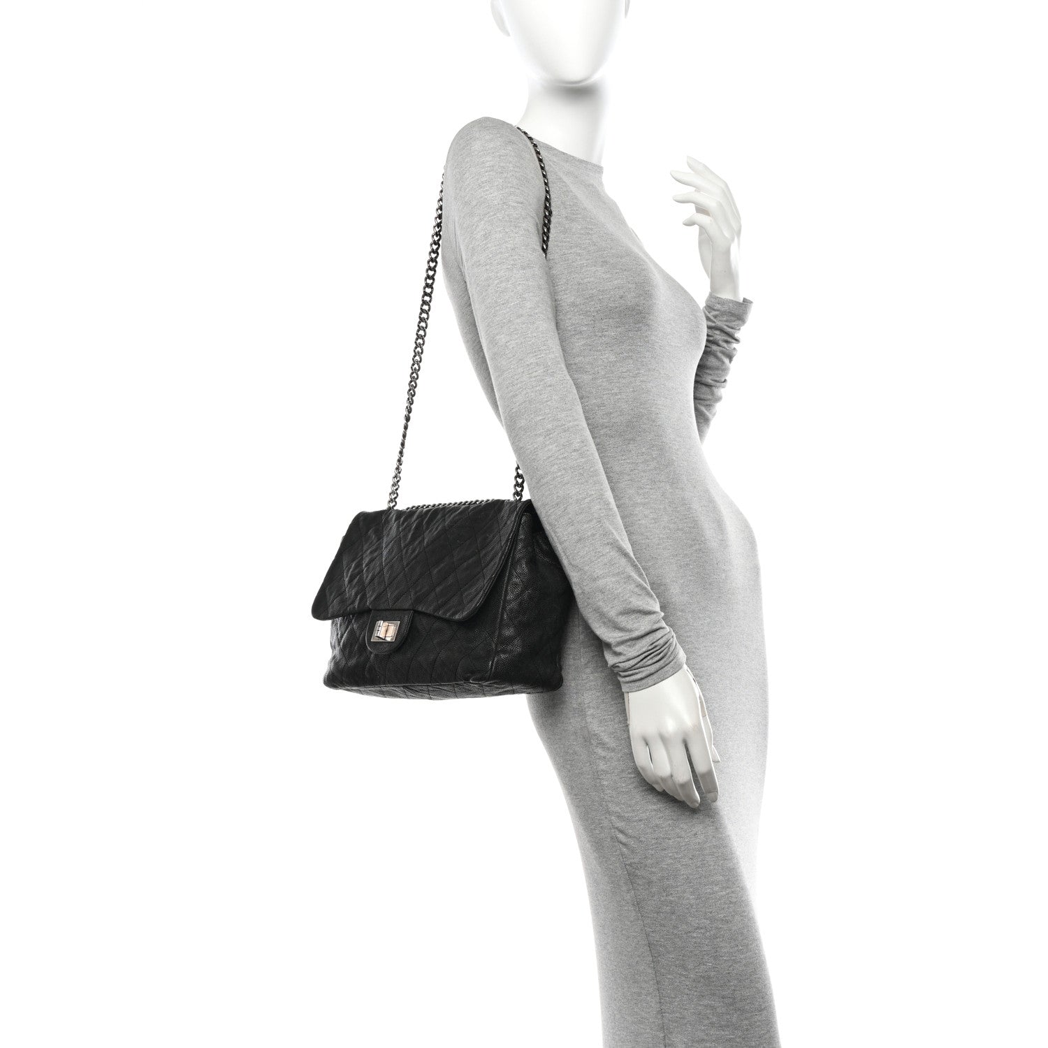 Chanel Washed Caviar Quilted 2.55 Reissue 227 Bijoux Chain Flap Black 2 of 10